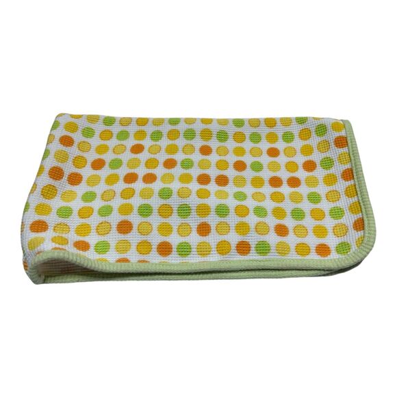 Spasilk Waffle Weave Baby Blanket Polka Dot Green Yellow Orange Thermal - Picture 1 of 4